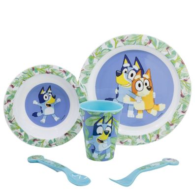 Bluey Teller-Set Mikrowellengeeignet 5-teiliges Kindergeschirr mit rutschfestem Boden