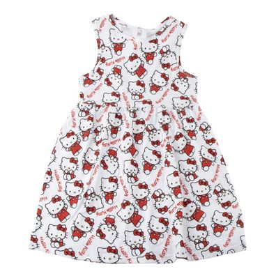 Hello Kitty Kinder Kleid Sommerkleid Freizeit Baumwolle Single Jersey