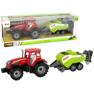 Lean Toys Roter Ackerschlepper mit grünem Reibradantrieb