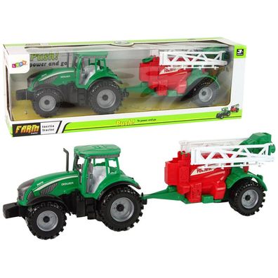 Lean Toys Grüner Ackerschlepper mit rot-grünem Sprüher Fricative Drive