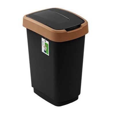 PAFEN Abfalleimer Braun Deckel 25L 33x25x47 Abfall Schwingdeckel Mülleimer