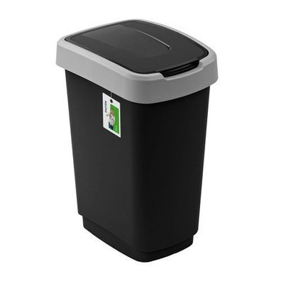 PAFEN Abfalleimer Grau Deckel 25L 33x25x47 Abfall Schwingdeckel Mülleimer