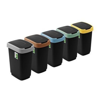 PAFEN 5x Mülleimer Mülltrennung 25L 33x25x47 Abfall Abfalleimer Schwingdeckel