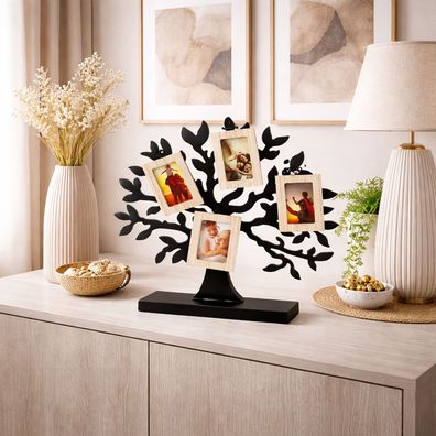 Stand-Deko Holz Lebensbaum Standfigur Deko Objekt Bilderrahmen B33xT6xH29cm