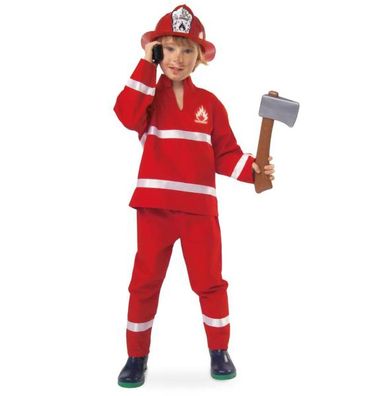 Fries Kinderkostüm Feuerwehrmann rot 2-tlg