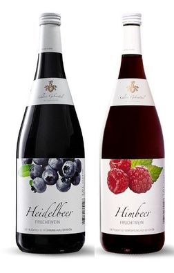 2x Fruchtwein Heidelbeer und Himbeer 1 Liter Flasche