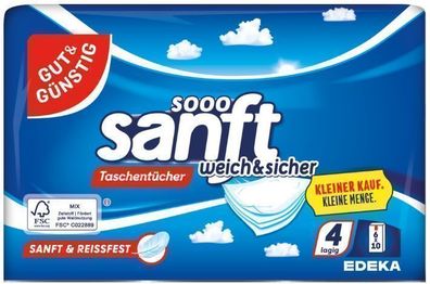 G&G Einweg-Taschentücher 6x10 Stück, 4-lagig