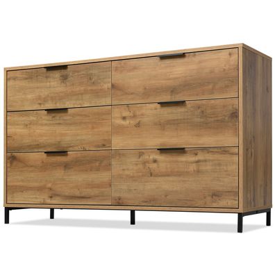 Kommode Sideboard Eicheoptik 2 Türen 4 Schubladen Softclose