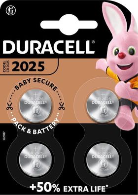 Duracell CR 2025 DL 2025 CR2025 Lithium Knopfzelle 3v Batterien im 4er Blister