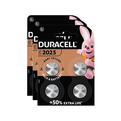 3x Duracell CR 2025 DL 2025 CR2025 Lithium Knopfzelle 3v Batterien im 4er Blister