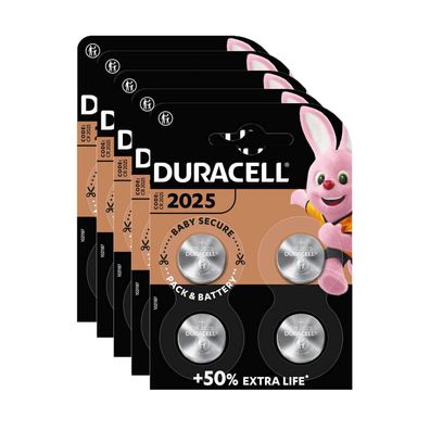 5x Duracell CR 2025 DL 2025 CR2025 Lithium Knopfzelle 3v Batterien im 4er Blister