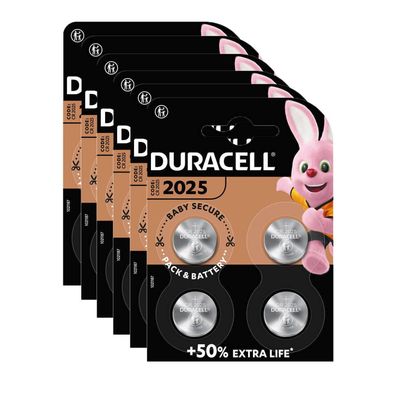 6x Duracell CR 2025 DL 2025 CR2025 Lithium Knopfzelle 3v Batterien im 4er Blister