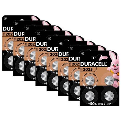 8x Duracell CR 2025 DL 2025 CR2025 Lithium Knopfzelle 3v Batterien im 4er Blister