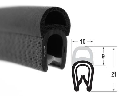 DO1 - PVC/ EPDM Kantenschutz Dichtungs Profil Gummi Dichtung oben - Klemmbereich 1