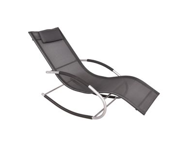 Schaukelliege ANIKA Stahl Schwarz Kunststoff Sonnenliege Relaxliege Gartenliege