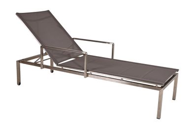 Sonnenliege EVA 2er Set Verstellbar Taupe Edelstahl Gartenliege Relaxliege Wetterfest