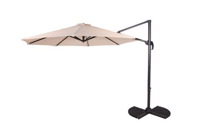 Ampelschirm ULLA ? 300cm Creme Aluminium Sonnenschirm mit St?nder UV-Schutz Aluminium
