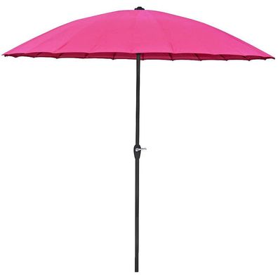 Sonnenschirm ZARBES mit 24 Streben Pink Polyester Gartenschirm Balkonschirm UV-Schutz