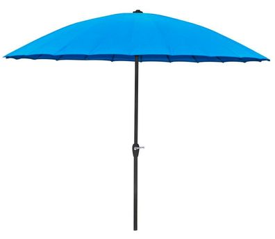 Sonnenschirm ZARBES mit 24 Streben Blau Polyester Gartenschirm Balkonschirm UV-Schutz