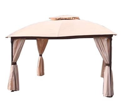 Pavillon HAMM Stahl Beige Polyester Gartenpavillon Gartenlaube f?r Garten/Terrassen