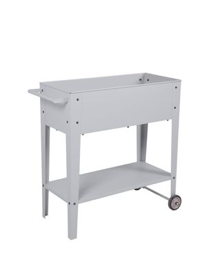 Hochbeet DIJON mobil Hellgrau Stahl Metall-Hochbeet f?r Garten Balkon-Beet Gem?sebeet