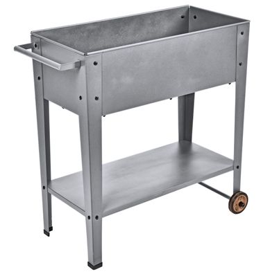 Hochbeet LILLE mobil Silbergrau Stahl Metall-Hochbeet für Garten Balkon-Beet