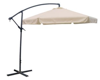 Ampelschirm CALLI ? 300cm 6-eckig Creme Polyester Sonnenschirm mit St?nder UV-Schutz