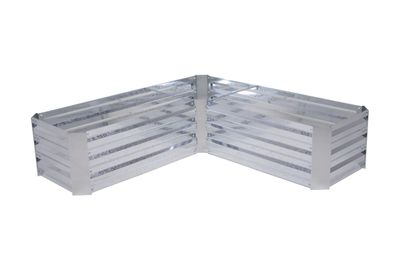 Hochbeet KAUNAS Silber Stahl Eck-Beetumrandung Metall-Hochbeet f?r Garten Balkon-Beet