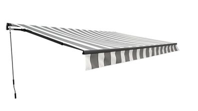 Gelenkarmmarkise Insbruk 400x250cm Grau-Wei? Polyester Balkonmarkise Gelenkmarkise