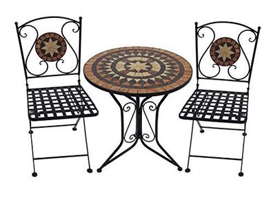 Bistro-Set SARAH 3-tlg. Schwarz Stahl Balkonset Gartenm?bel-Set Bistrotisch