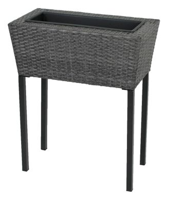 Hochbeet BOLOGN 2er Set Dunkelgrau Kunststoff Metall-Hochbeet f?r Garten Balkon-Beet