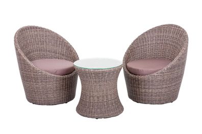 Bistro-Set DARIA Korianderbraun Kunststoff Balkonset Gartenm?bel-Set Club-Set