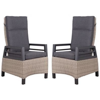 2er Set deVries Relaxsessel Montana Dining - PE spotty grey