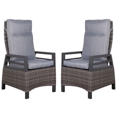 2er Set deVries Relaxsessel Montana Dining - PE dark grey