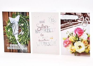 Silberhochzeit Karte - 50 Stück - 3 Motive
