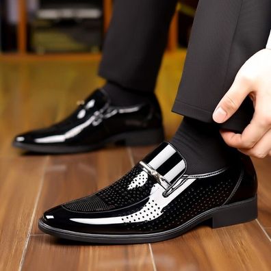 Lederschuhe Spitzschuh Herren aushohlen Business atmungsaktive Freizeitschuhe
