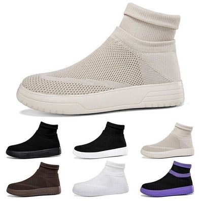 Damen Herren Sneakers atmungsaktive Schuhe Slip on Mesh High Top Freizeitschuhe