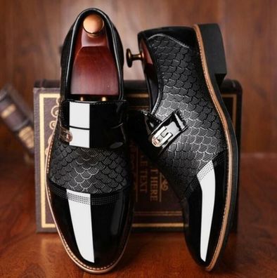 Mode Herren atmungsaktive Lederschuhe Slip-on Slipper formelles Burokleid lassig