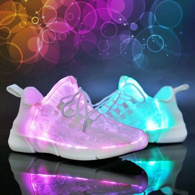 Grobe Sommer Led Fiber Optic Schuhe Herren und Damen USB Sportschuhe glanzend