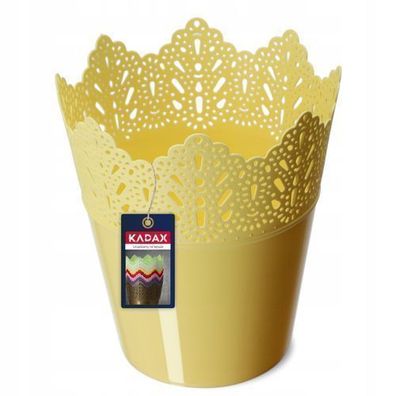 KADAX Spitzen-Blumentopf aus Kunststoff, 16.5 cm, Niedrig, Gelb