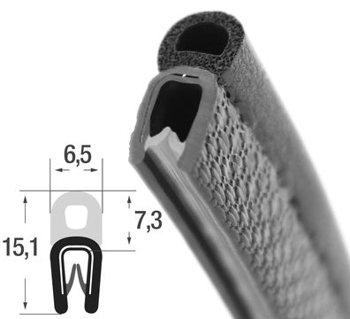 DO10 - PVC/ EPDM Kantenschutz Dichtungs Profil Gummi Dichtung oben - Klemmbereich 1