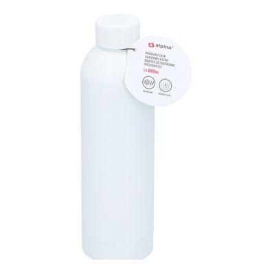 ALPINA Alu Trinkflasche 600ml Weiß Flasche Wasserflasche Thermosflasche Camping