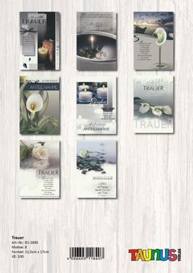 Trauerkarte - 100 Stück - 8 Motive