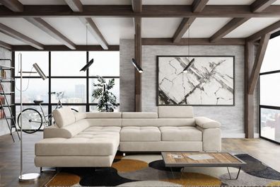 Ecksofa 275 cm mit Schlaffunktion Bettkasten Wohnlandschaft Sorrento Sofa L Form