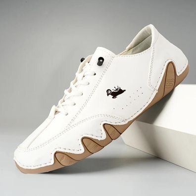 Herren Freizeitschuhe Leder Walking bequeme Schuhe Schnurschuhe Sportschuhe