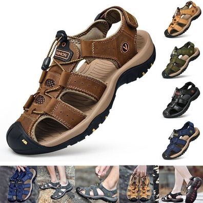 Herren Sommer Sandalen Outdoor Wandern Wandern Strand Close Toe Lederschuhe
