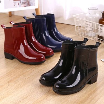 DAMEN DAMEN Chelsea Fashion Gummistiefel FLACHE Knochel Gummistiefel Regenschuhe