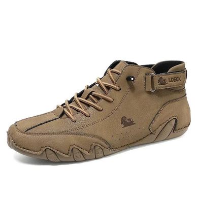 Herren Leder Stiefeletten Mode High Top Sneakers Outdoor Slipper Wanderschuhe