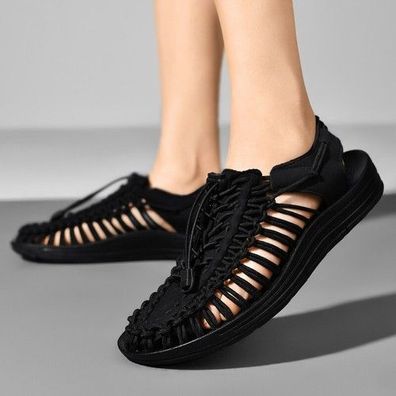 Herren Damen Cord Sandalen flache Freizeitschuhe Sommer Outdoor Strandschuhe