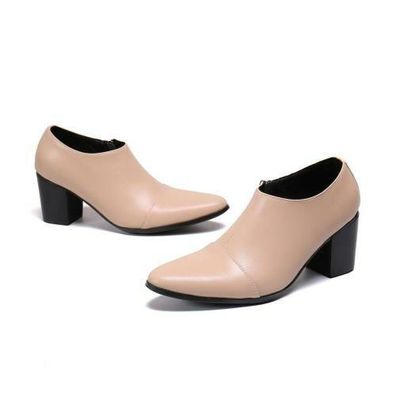 Herren britische Mode Reibverschluss High Heel Spitze Zehen Leder Outdoor Schuhe